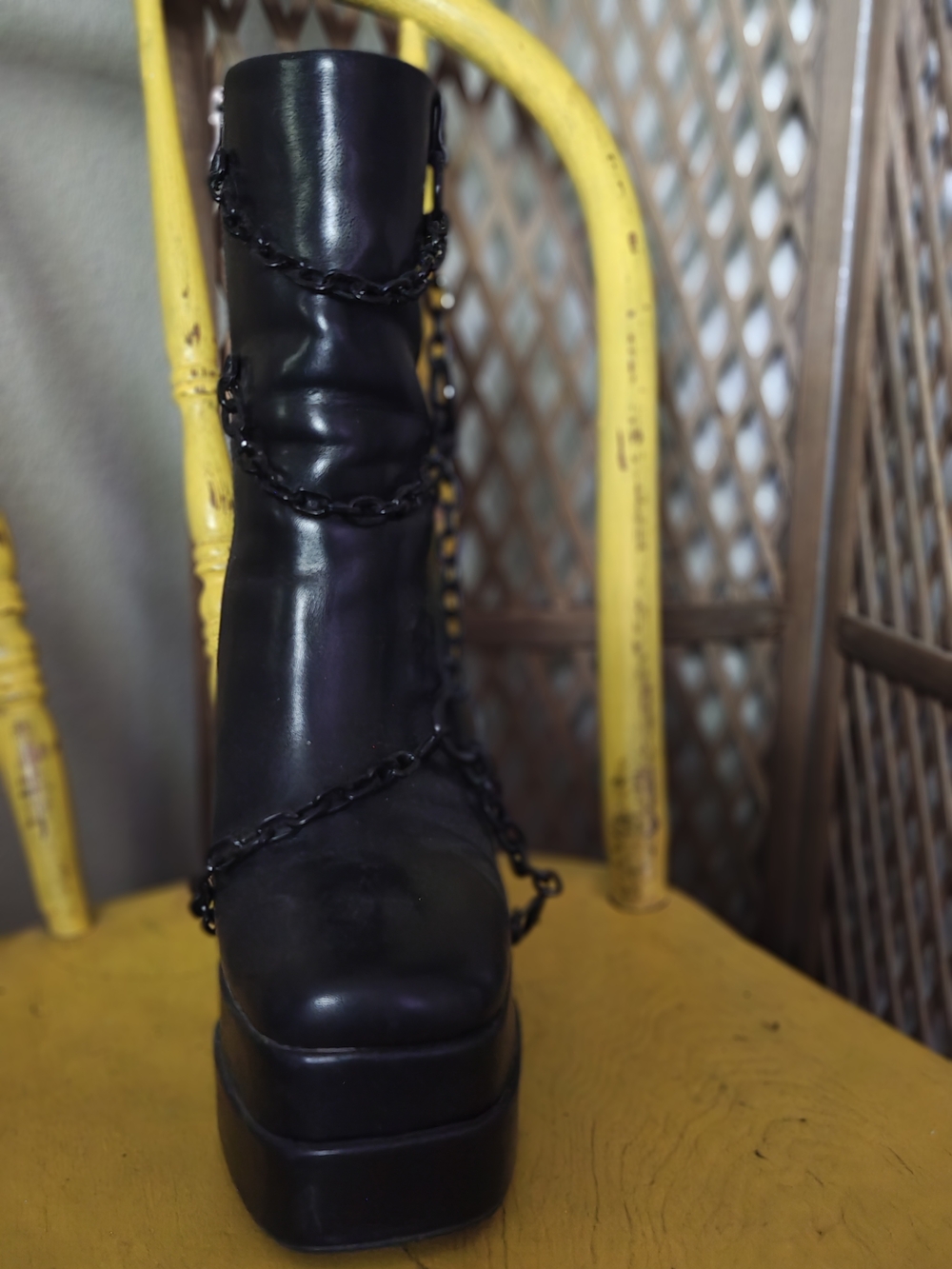 Killstar Black Chain-Accented Platform Ankle Boots - Picture 9 of 10
